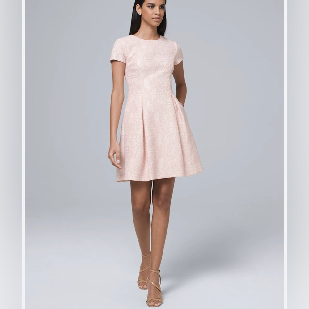 Vince Camuto Pink Floral Jacquard Fit and Flare Dress size 6 with tags